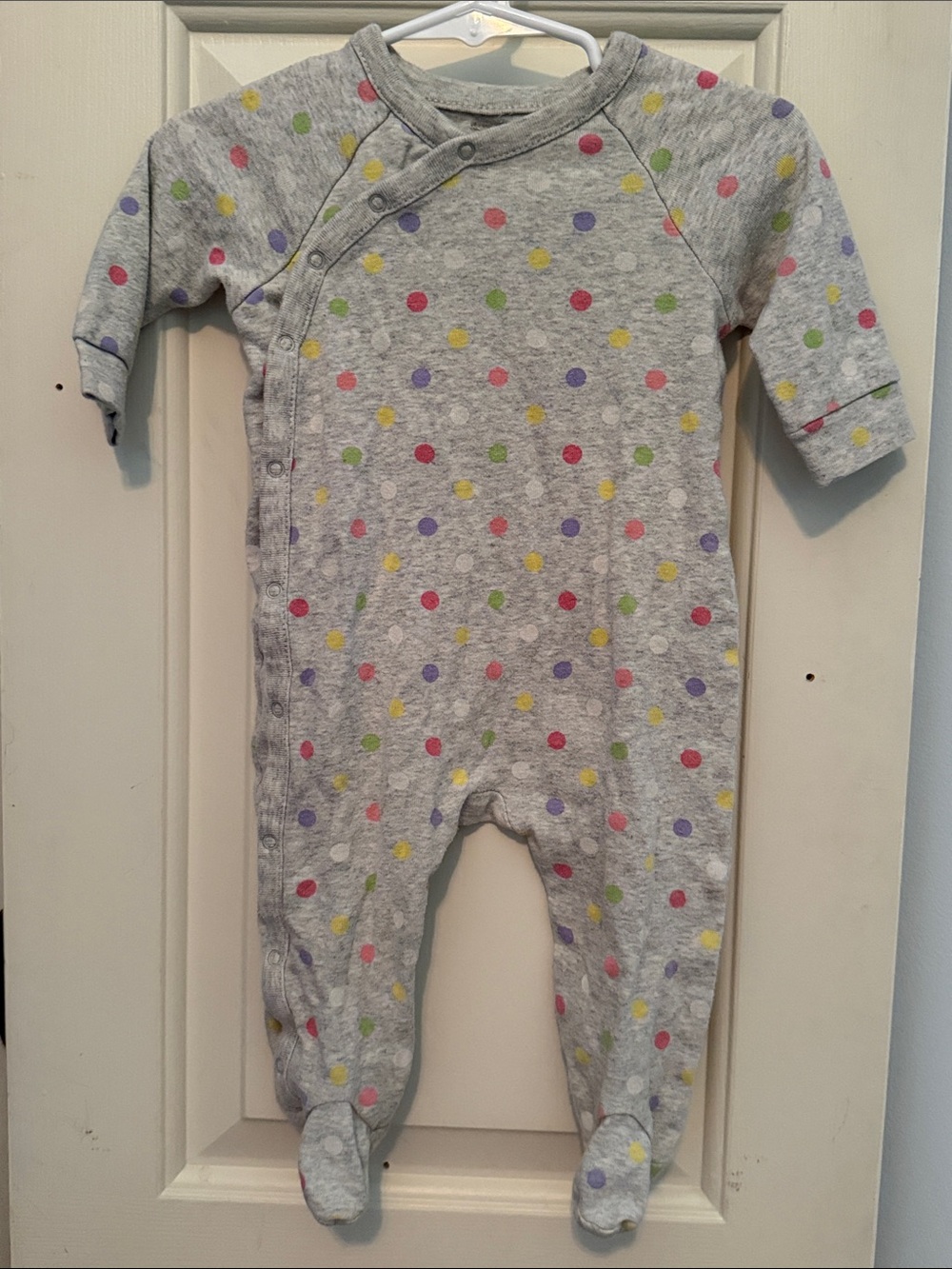 GAP Gray Polka Dot Baby Footie One-Piece 3-6 month